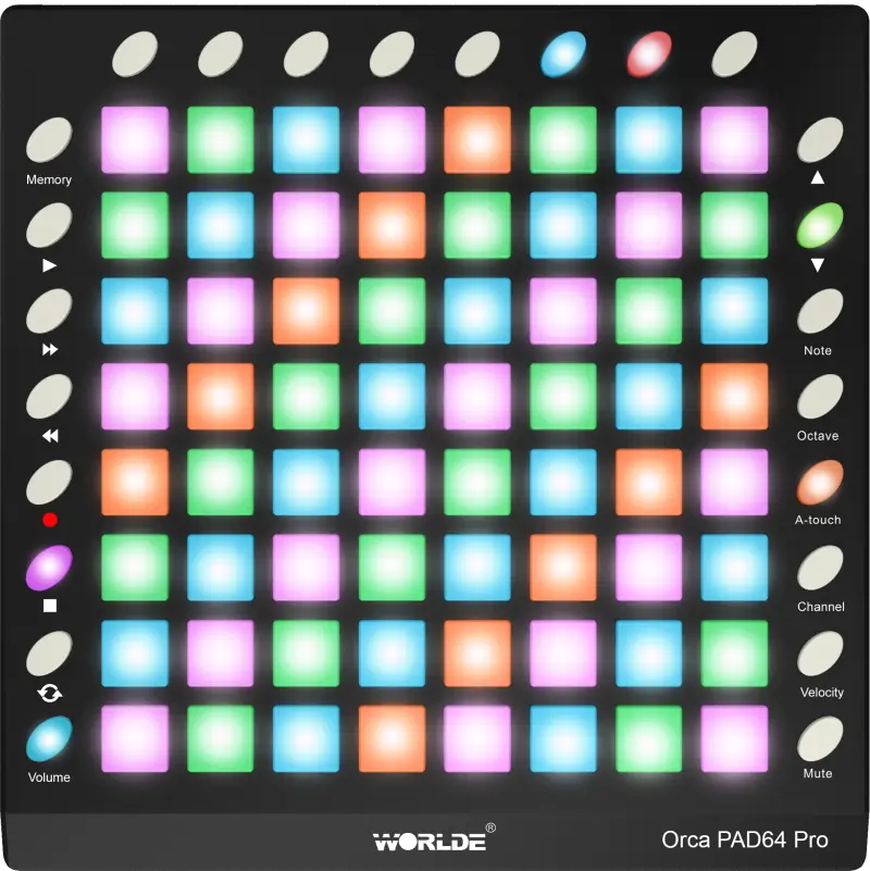 Worlde - Worlde Orca PAD64-A Pro Midi Kontrolcüsü (Dahili Ses Bankası)