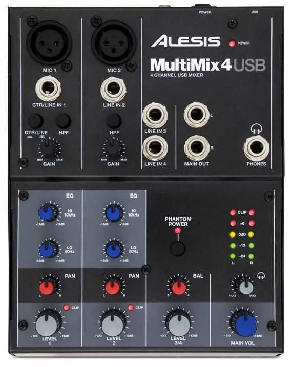 Alesis MultiMix 4 USB FX 4-Channel Mixer and USB Audio Interface - 1