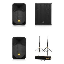 Behringer B112D + B1500XP Profesyonel DJ & Etkinlik Ses Sistemi Paketi (5000W + Stand) - Behringer