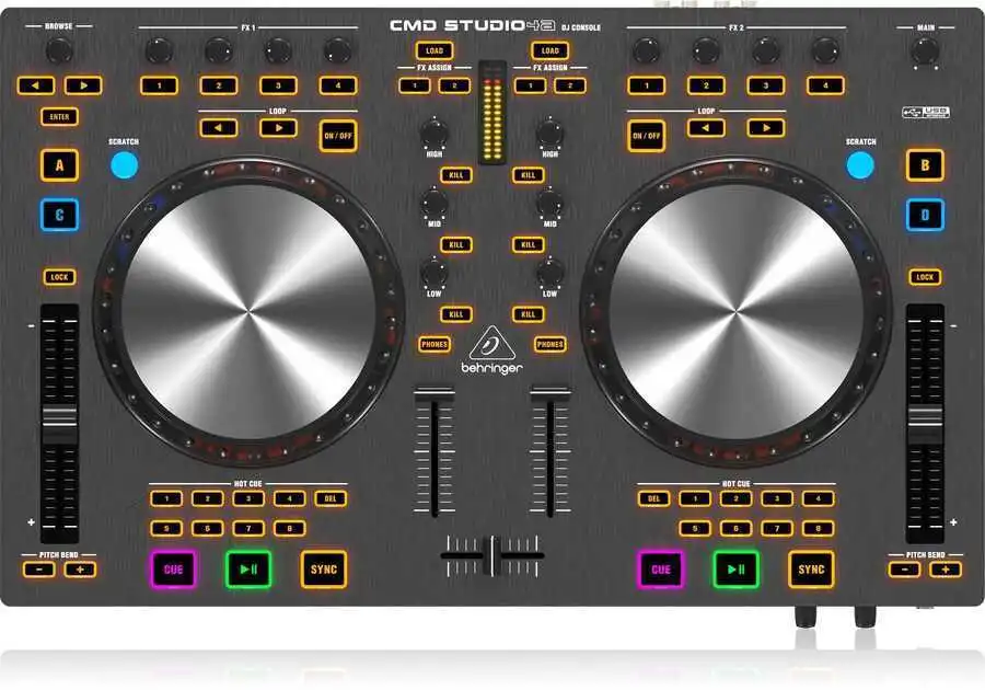 Behringer - BEHRINGER CMD STUDIO 4A CMD Studio 4a 4-Deck DJ MIDI Controller with 4-Channel Audio Interface