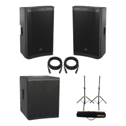 Behringer DR115DSP + DR18SUB Profesyonel Aktif Hoparlör Seti (5200W Ses Sistemi + Stand) - Behringer