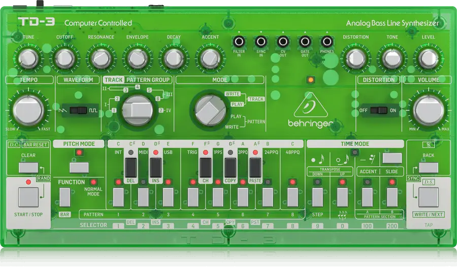 Behringer TD-3-LM Analog Bass Line Synthesizer - Lime - 1