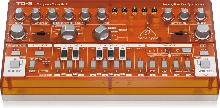 Behringer TD-3-TG Analog Bass Line Synthesizer - Tangerine - 2