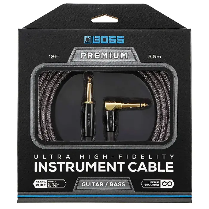 BOSS BIC-P18A Premium Enstrüman Kablosu (Düz – Açılı, 5.5 m / 18 ft) - BOSS