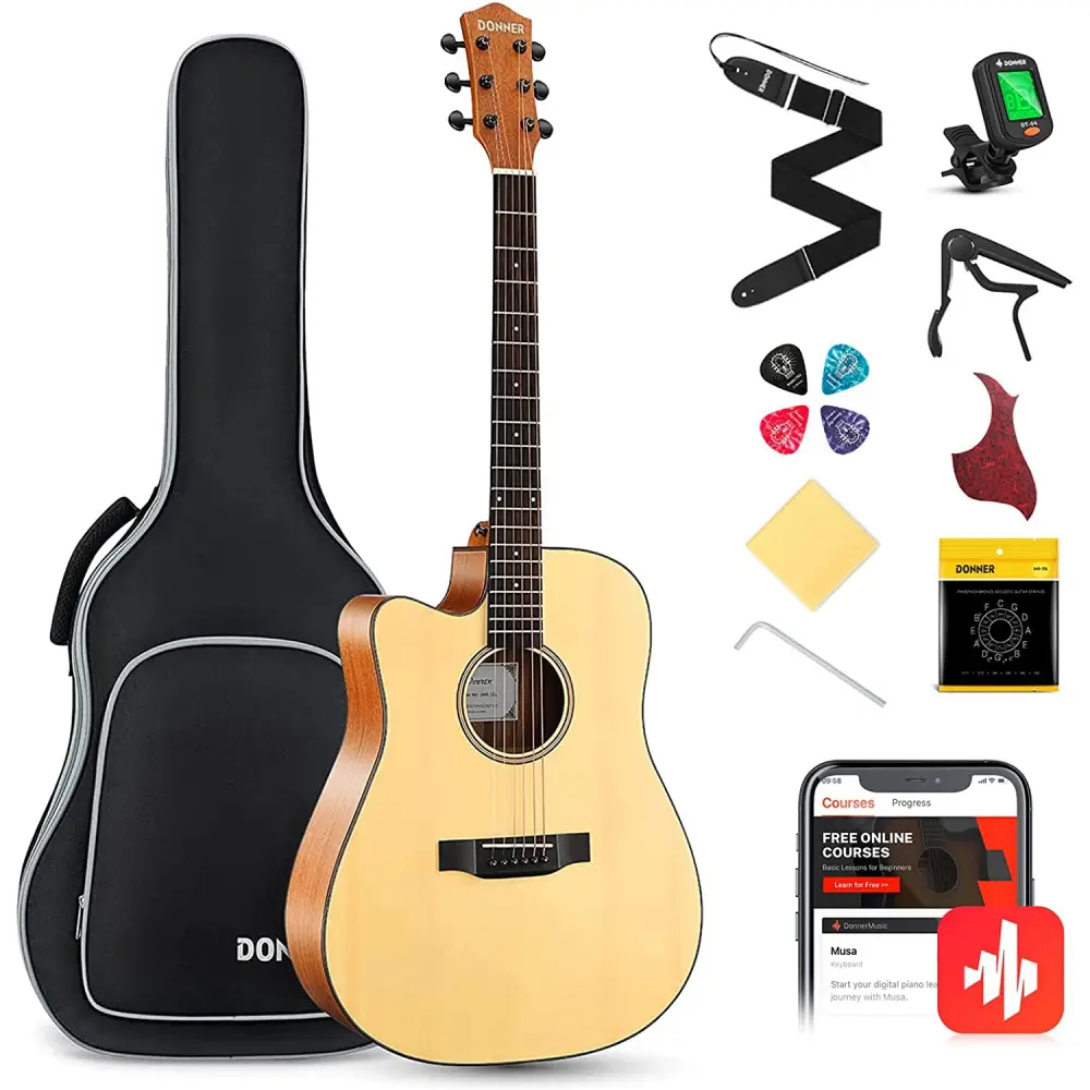 Donner DAG-1CL Solak Akustik Gitar Paketi (Natural) - 1
