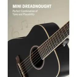 Donner DAT-110D Dreadnought Travel Akustik Gitar Seti (Siyah) - 2