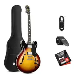 Donner DJP-1000 Semi-Hollow Elektro Gitar (Sunburst) - Donner