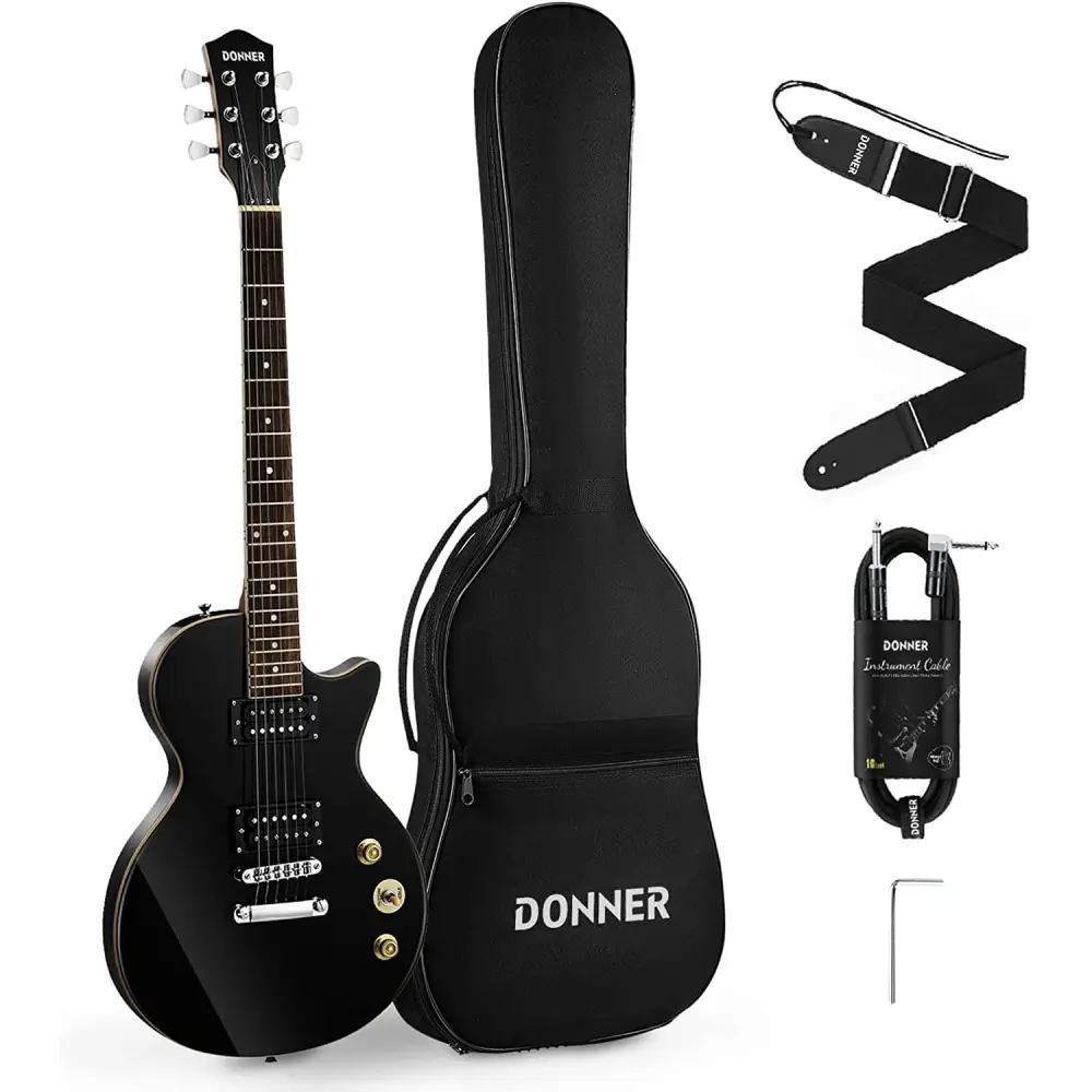 Donner DLP-124B LP Elektro Gitar Paketi (Siyah) - Donner