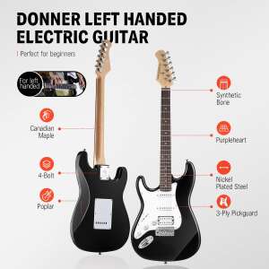 Donner DST-100BL Solak Elektro Gitar Seti (Siyah) - 2