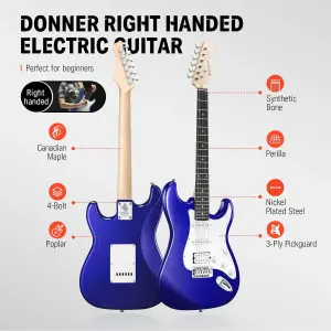 Donner DST-100L ST Elektro Gitar (Sapphire Blue) - 3