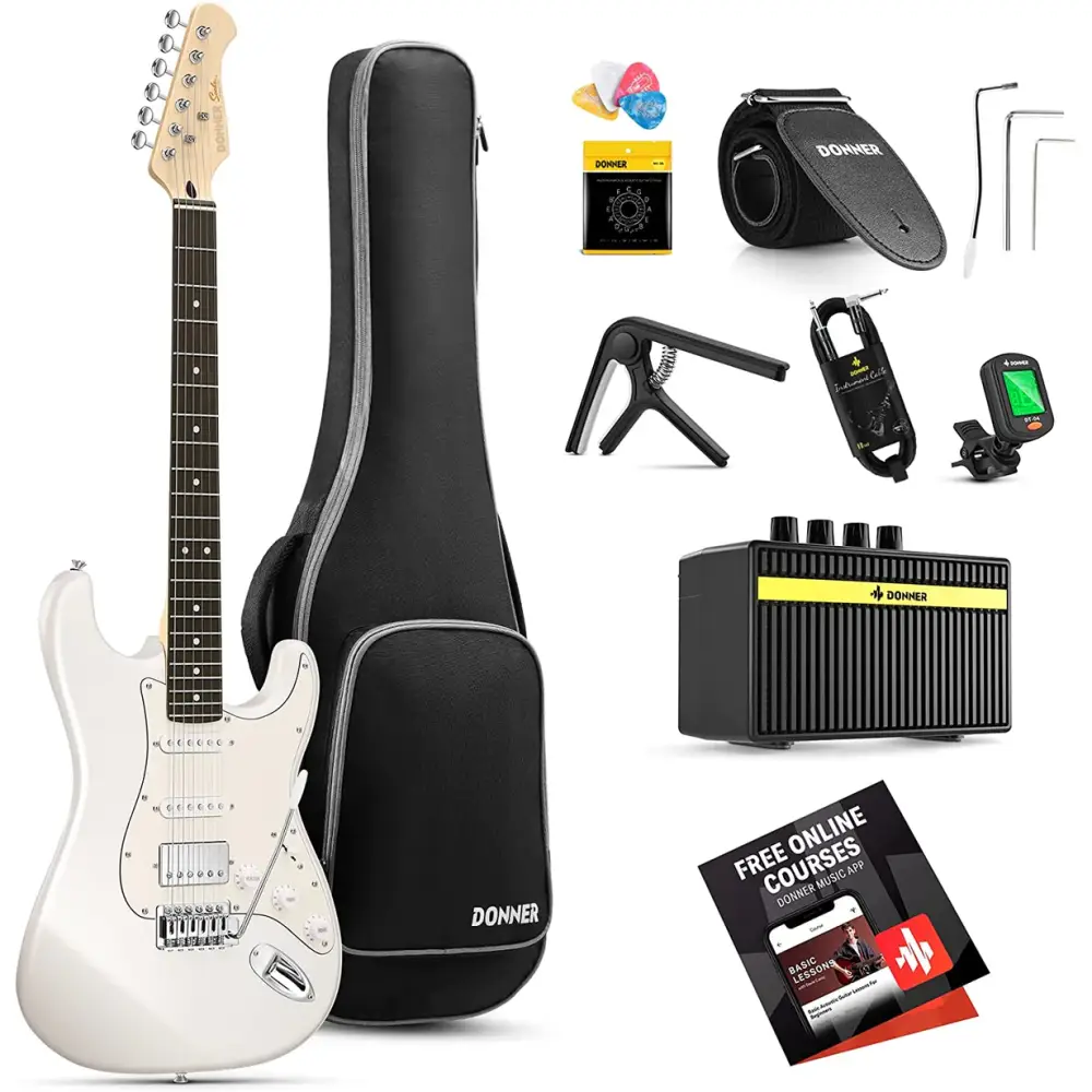 Donner DST-152 Full-Size ST Elektro Gitar Seti (Beyaz) - 1