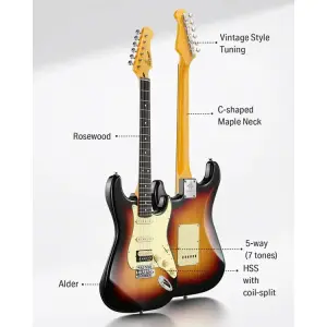 Donner DST-600 Elektro Gitar (3 Color Sunburst) - 2