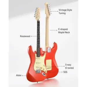 Donner DST-600 Elektro Gitar (Fiesta Red) - 3