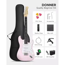 Donner DST-80 ST Elektro Gitar Seti (Pembe) - 5