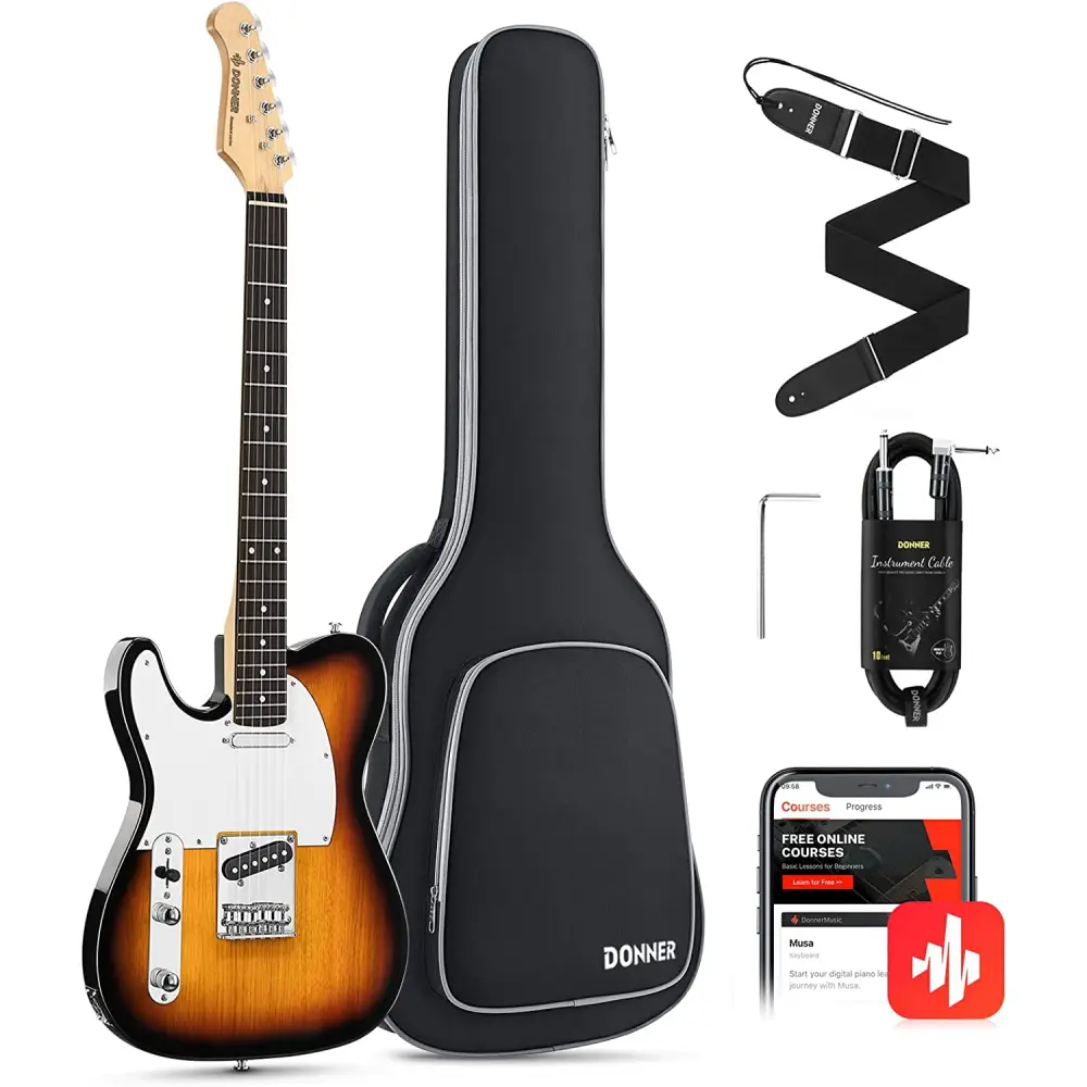 Donner DTC-100SL Telecaster Solak Elektro Gitar Paketi (Sunburst) - Donner