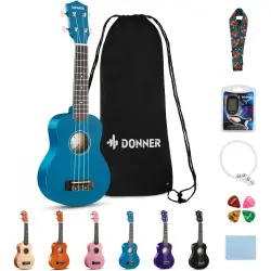 Donner DUS-10B Soprano Ukulele Seti (Mavi) - Donner