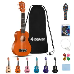 Donner DUS-10M Soprano Ukulele Seti (Maun) - Donner