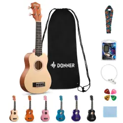 Donner DUS-10N Soprano Ukulele Seti (Natural) - Donner