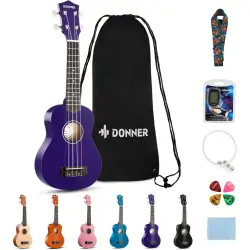 Donner DUS-10P Soprano Ukulele Seti (Mor) - Donner