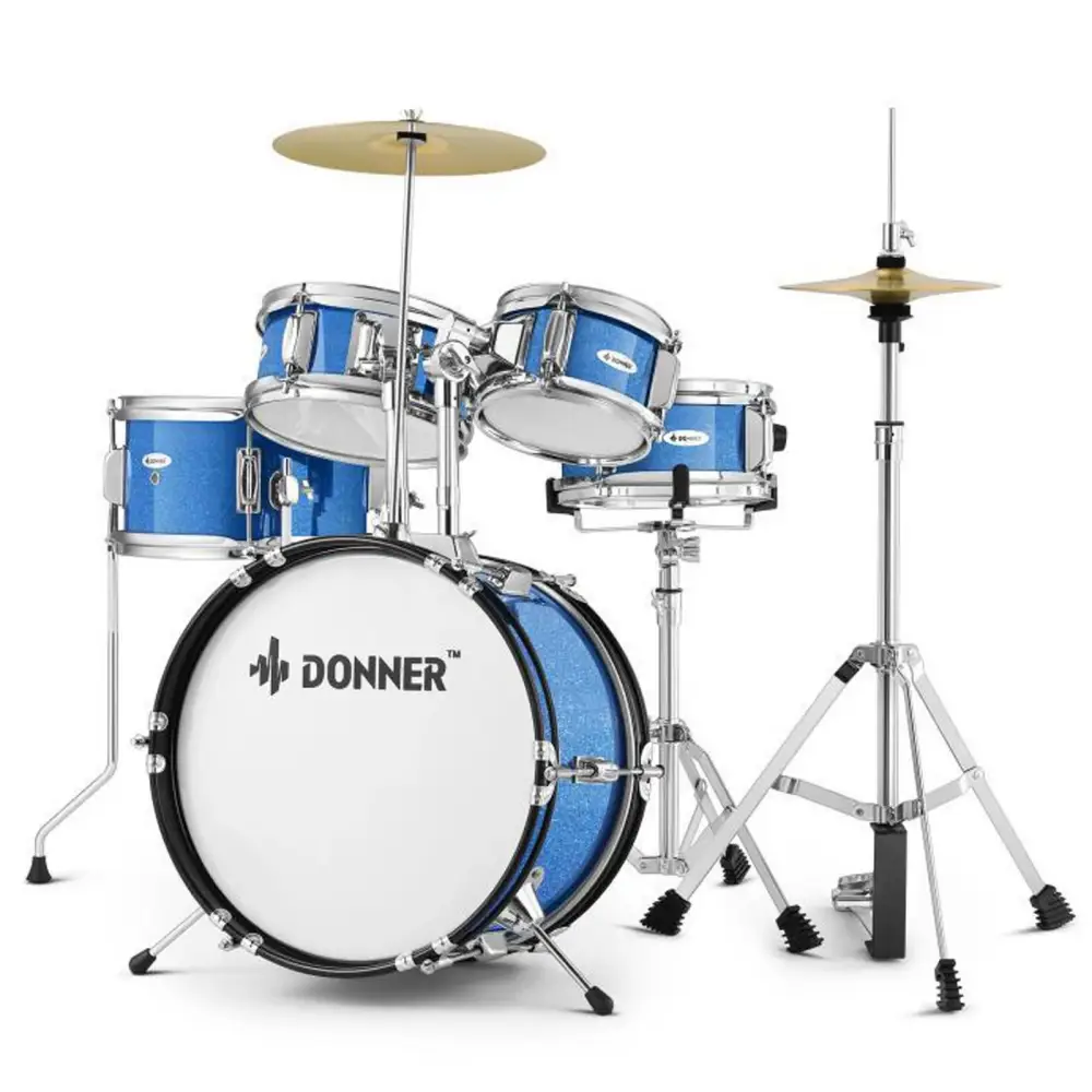 Donner EDS-220 14 inç 5 Parça Mini Akustik Davul (Metallic Blue) - Donner
