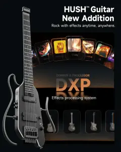 Donner HUSH X Pro Elektro Gitar (Siyah) - 5