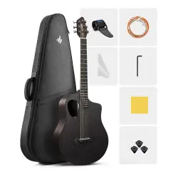 Donner RISING-G1 Carbon Fiber Akustik Gitar Seti (Mat Siyah) - Donner