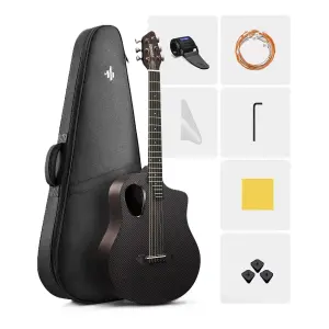 Donner RISING-G1 Carbon Fiber Akustik Gitar Seti (Mat Siyah) - 1