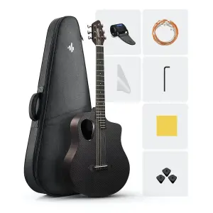 Donner RISING-G1 Carbon Fiber Akustik Gitar Seti (Siyah) - 1