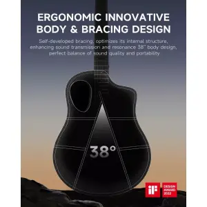Donner RISING-G1 Carbon Fiber Akustik Gitar Seti (Siyah) - 5