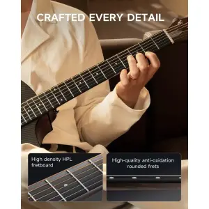 Donner RISING-G1 Carbon Fiber Akustik Gitar Seti (Siyah) - 6