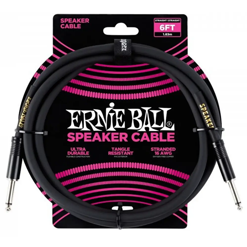 Ernie Ball P06072 6ft (1.80 m) Siyah Düz Kabin Kablosu - 1