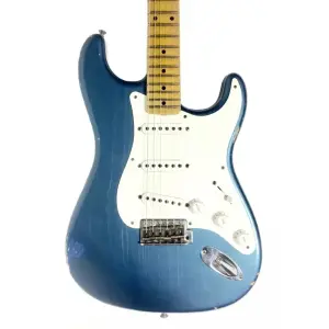 Fender Custom Shop 1955 Stratocaster Relic Maple Fingerboard, Aged Lake Placid Blue Elektro Gitar - 3