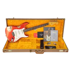 Fender Custom Shop 1959 Stratocaster Heavy Relic Gülağacı Klavye Super Faded Aged Candy Apple Red Elektro Gitar - 6