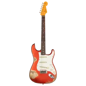 Fender Custom Shop 1959 Stratocaster Heavy Relic Gülağacı Klavye Super Faded Aged Candy Apple Red Elektro Gitar - 1