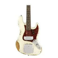 Fender Custom Shop 1961 Jazz Bass Heavy Relic Gülağacı Klavye Aged Olympic White Bas Gitar - 3