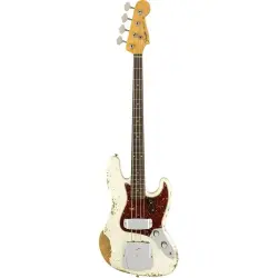 Fender Custom Shop 1961 Jazz Bass Heavy Relic Gülağacı Klavye Aged Olympic White Bas Gitar - 1