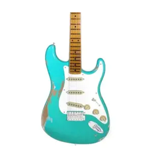 Fender Custom Shop LE 2020 1956 Stratocaster Heavy Relic Akçaağaç Klavye Super Faded Aged Seafoam Green Elektro Gitar - 3