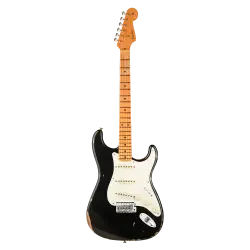 Fender Custom Shop Limited 1957 Stratocaster Relic Akçağaç Klavye Aged Black Elektro Gitar - 1