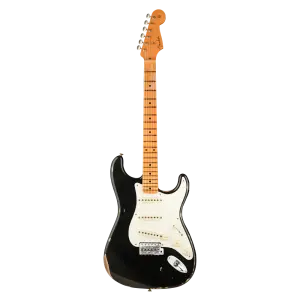 Fender Custom Shop Limited 1957 Stratocaster Relic Akçağaç Klavye Aged Black Elektro Gitar - 1