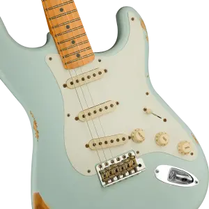 Fender Custom Shop Limited Edition 1956 Stratocaster Relic Akçaağaç Klavye Faded Sonic Blue Elektro Gitar - 3