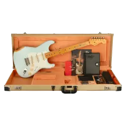 Fender Custom Shop Limited Edition 1956 Stratocaster Relic Akçaağaç Klavye Faded Sonic Blue Elektro Gitar - 6