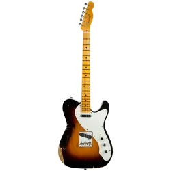 Fender Custom Shop Limited Edition Loaded Nocaster Thinline Akçaağaç Klavye Relic Wide Fade 2-Tone Sunburst Elektro Gitar - 1