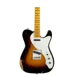 Fender Custom Shop Limited Edition Loaded Nocaster Thinline Akçaağaç Klavye Relic Wide Fade 2-Tone Sunburst Elektro Gitar - 3