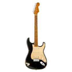 Fender Custom Shop Limited Edition Roasted 1956 Stratocaster Relic Akçaağaç Klavye Black Elektro Gitar - 1