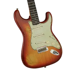 Fender Custom Shop LTD 1962 Stratocaster Heavy Relic Aged Cherry Sunburst Elektro Gitar - 3