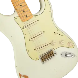 Fender Custom Shop Masterbuilt Greg Fessler 1959 Stratocaster Journeyman Relic Olympic White Elektro Gitar - 3