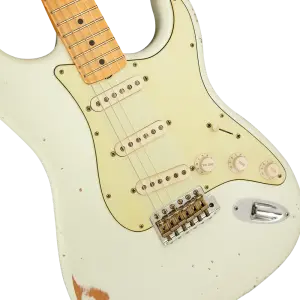 Fender Custom Shop Masterbuilt Greg Fessler 1959 Stratocaster Journeyman Relic Olympic White Elektro Gitar - 3