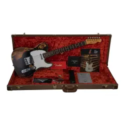 Fender Custom Shop S20 Limited Edition 1959 Telecaster Custom Super Heay Relic Aged Black over 3 Colour Sunburst Elektro Gitar - 5