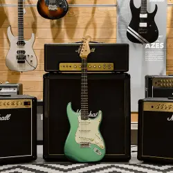 Fender Custom Shop S20 Limited Edition 1960 Stratocaster Journeyman Relic Faded Aged Sherwood Green Metallic Elektro Gitar - 6