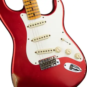 Fender Custom Shop S21 Limited Edition 1957 Stratocaster Relic Akçaağaç Klavye Aged Candy Apple Red Elektro Gitar - 3